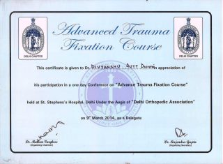 Certification on Advance Trauma Fixation Course
