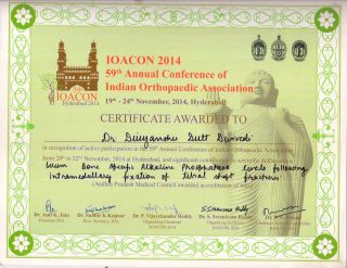 Participation Certificate on 59th Annual Conference of Indian Orthopaedic Association