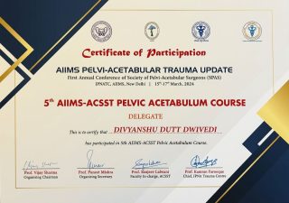 AIIMS Pelvi-Acetabular Trauma Update – Pelvic Acetabulum Course Participation Certificate