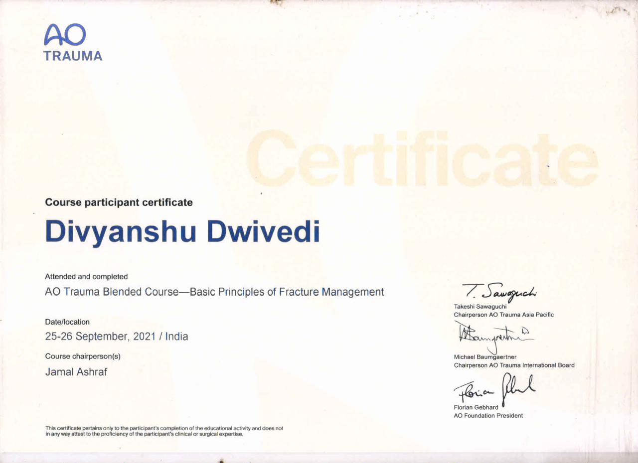 AO Trauma Blended Course Certification in Basic Principles of Fracture Management AO Trauma Blended Course Certification in Basic Principles of Fracture Management