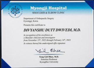 International Fellowship Training in Shoulder & Elbow Surgery – Myongji Hospital, Korea